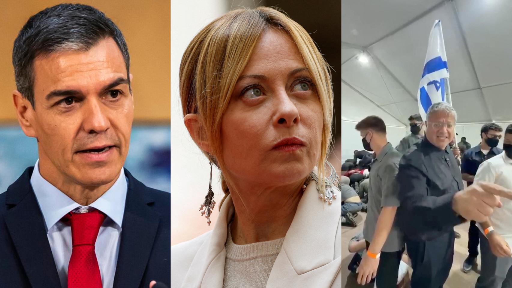 El trato vejatorio de un ministro israelí a miembros de la Flotilla une a Sánchez y Meloni: pedirán a la UE que imponga sanciones