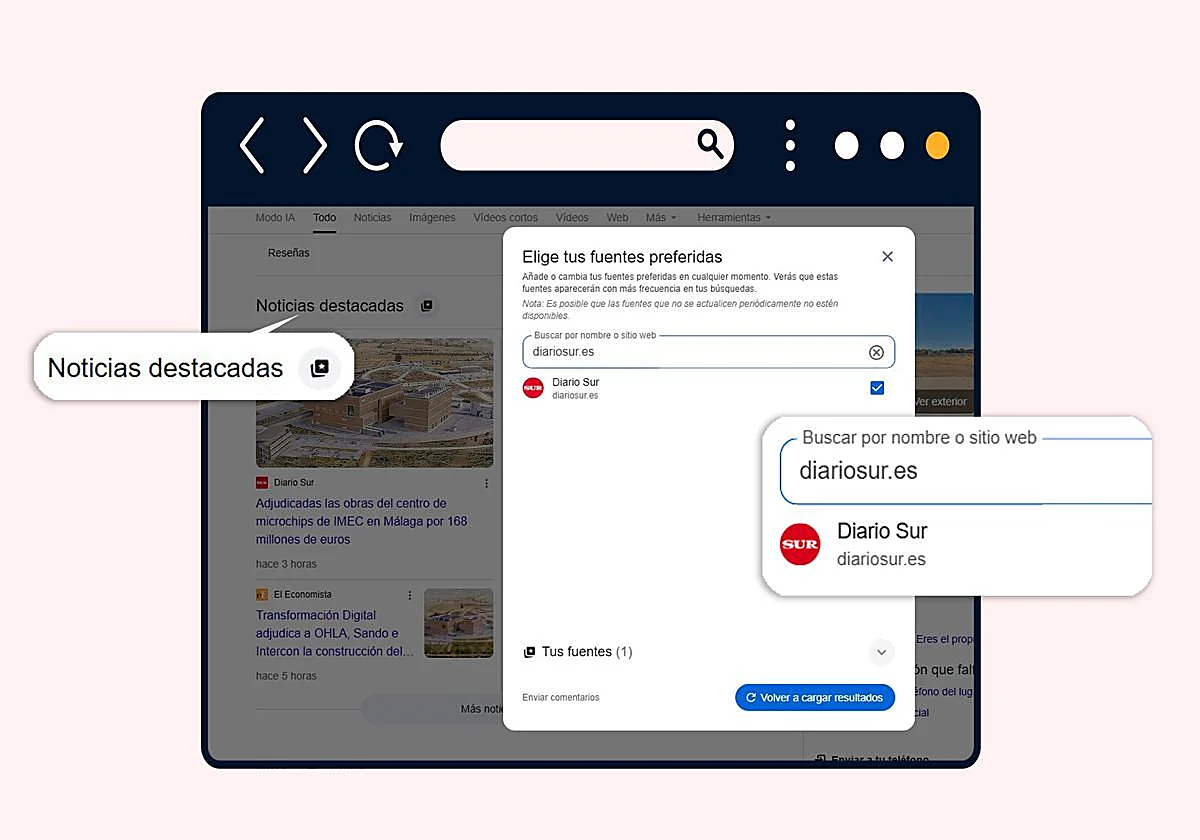 Cómo elegir a Diario SUR como tu fuente favorita en Google para no perderte nada