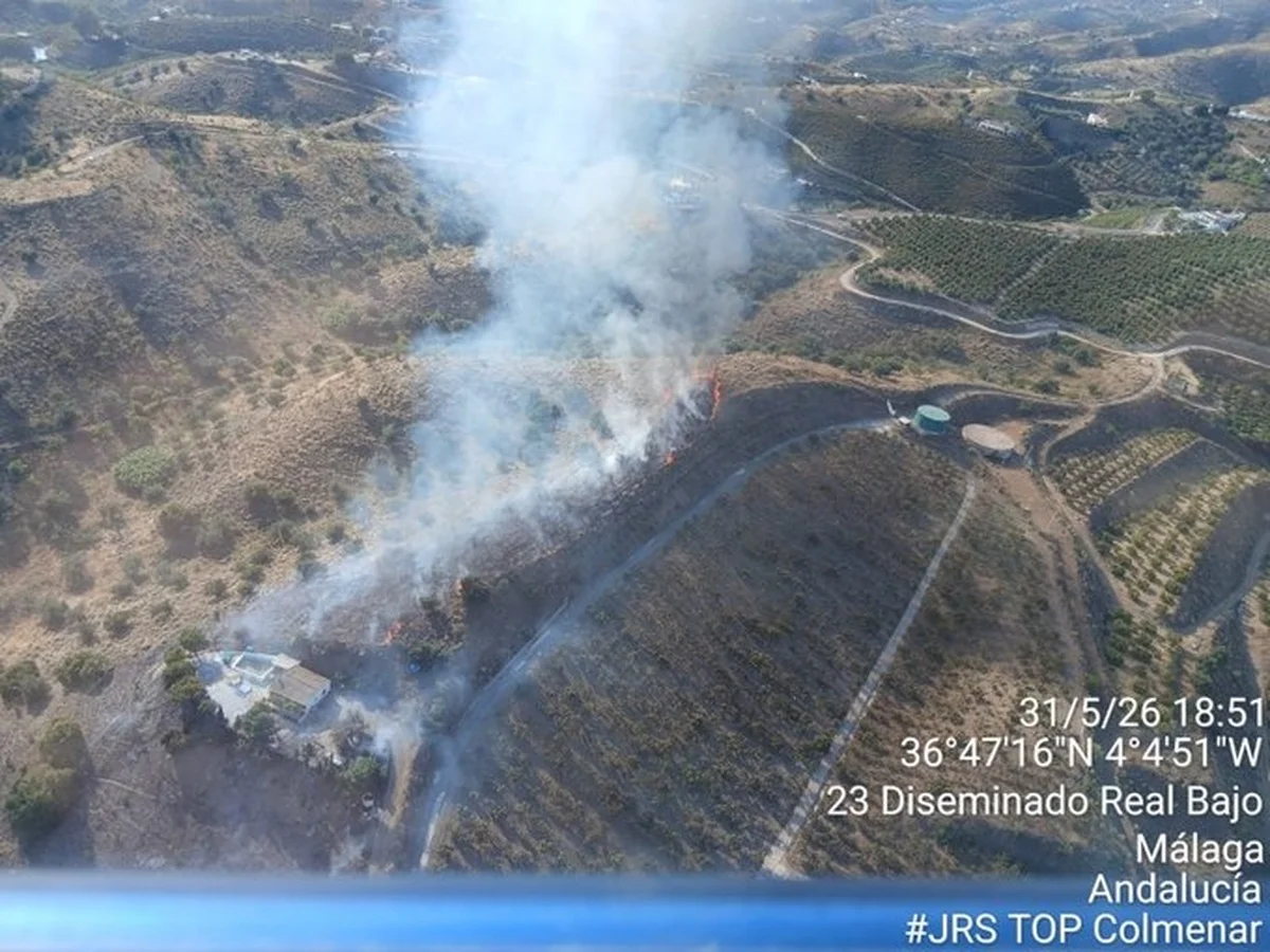 Declarado un incendio forestal en Vélez-Málaga