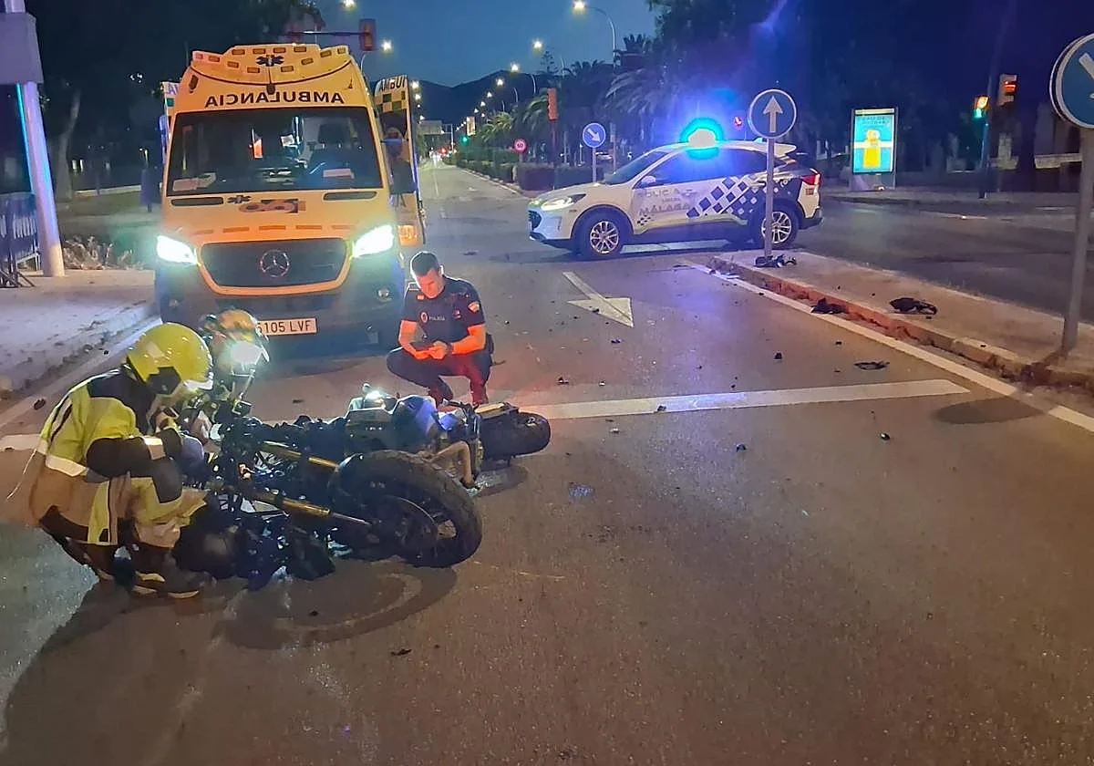 Muere un motorista tras un aparatoso accidente con un coche a la altura del estadio de La Rosaleda