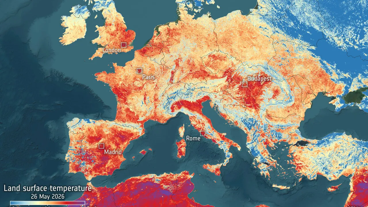 Así se ve desde el espacio la excepcional cúpula de calor que azota a Europa y que ya ha cobrado víctimas