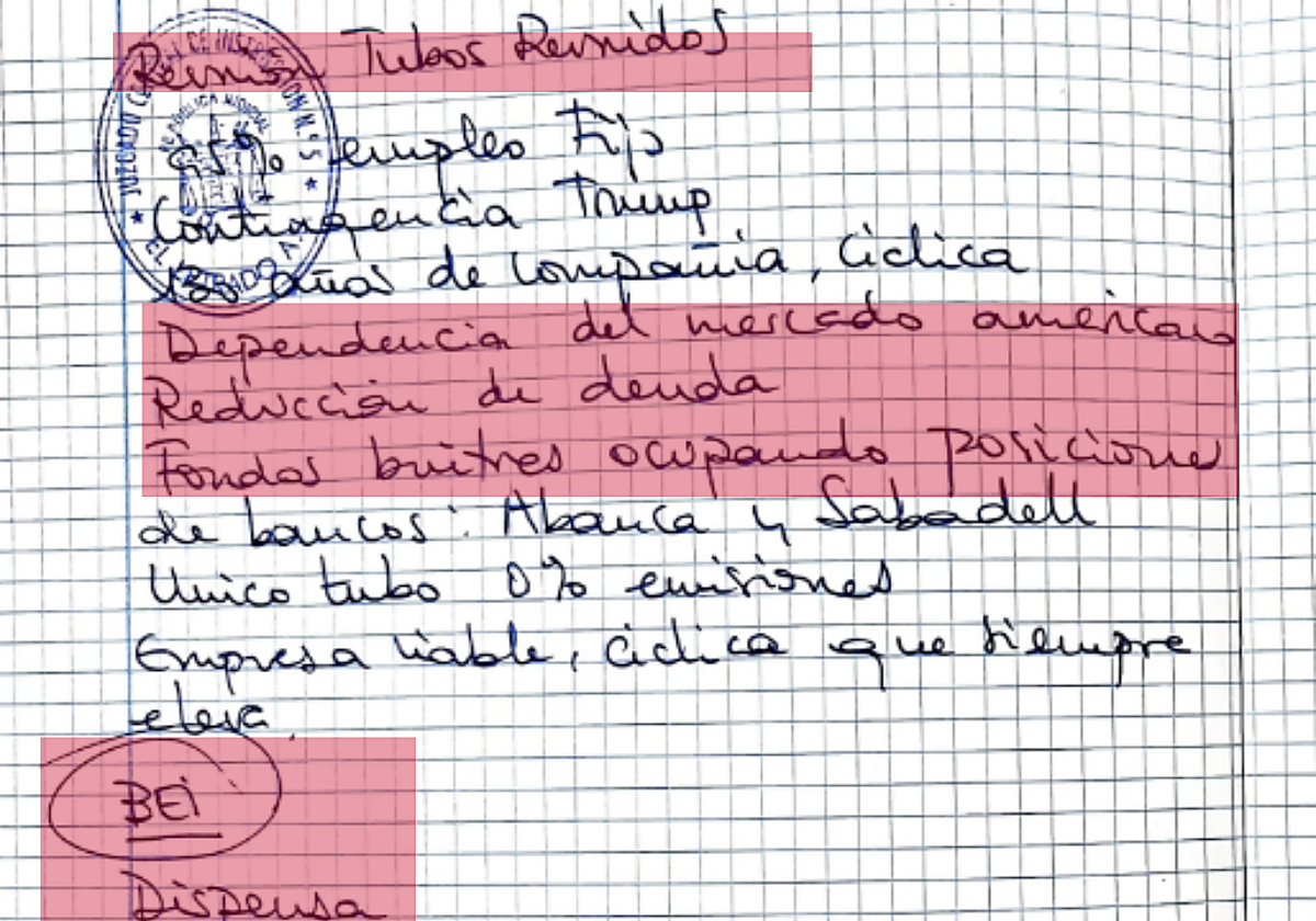 Las anotaciones de Leire sobre Tubos Reunidos: «Reducción de plantilla crítica»