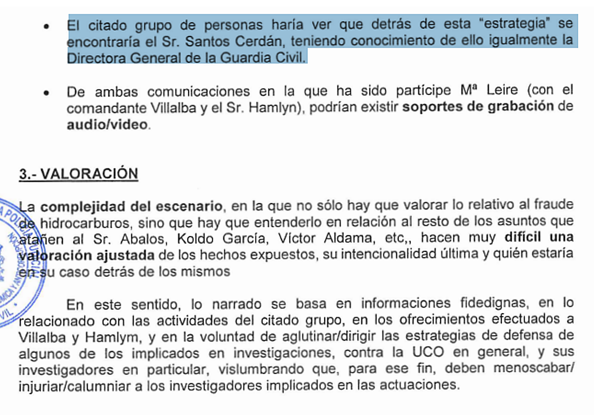 La Guardia Civil denunció en abril de 2025 que su directora «conocía» las 'cloacas' y que Cerdán las lideraba